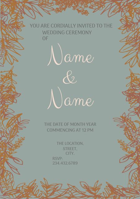 Romantic Botanical-Themed Invitation Template for Weddings and Formal Events - Download Free Stock Templates Pikwizard.com