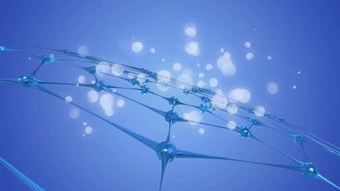 Digital Network Abstraction on Blue Background