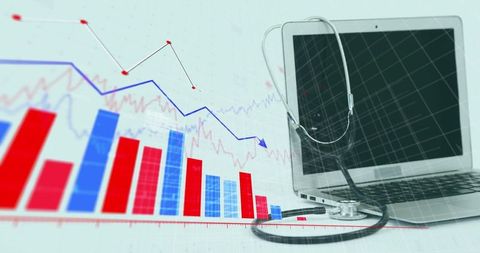 Digital Health Data Analytics with Laptop and Stethoscope
