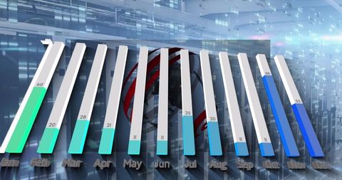 3d graph overlay on digital network background