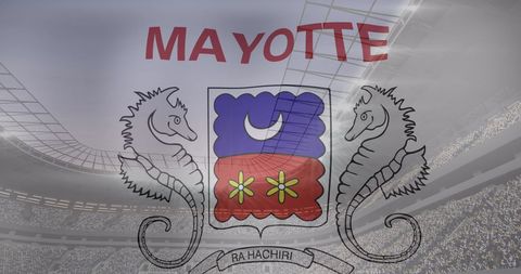 Mayotte Flag Projected on Modern Sports Stadium