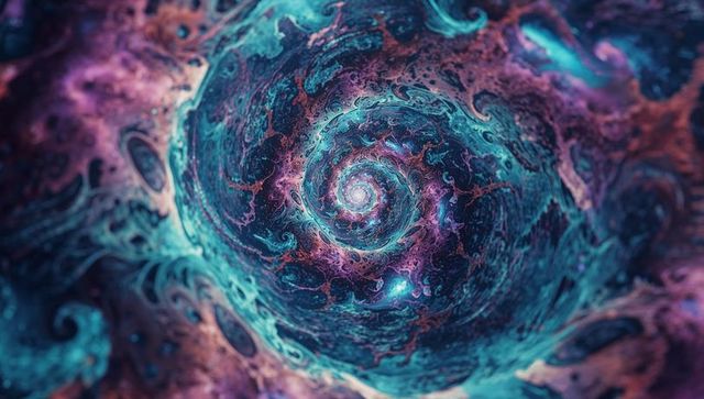 Vibrant Cosmic Fractal Whirl in Glowing Nebula