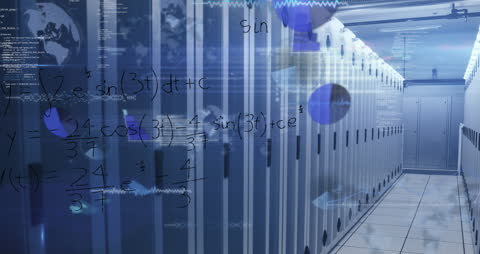 Mathematical Data Processing in Server Room Animation