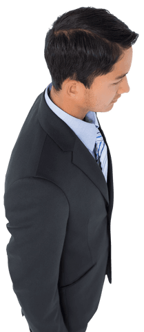 Transparent Businessman Standing in Formal Suit from Above Angle