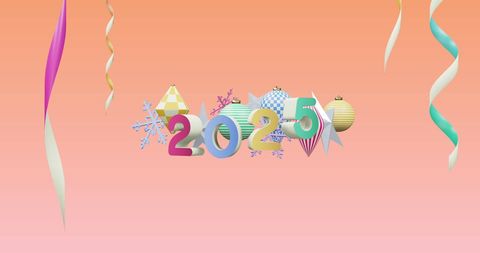 Colorful Holiday Banner Celebrating 2025 on Pink Background - Download Free Stock Images Pikwizard.com