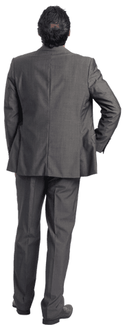 Transparent Back View of Businessman in Grey Suit