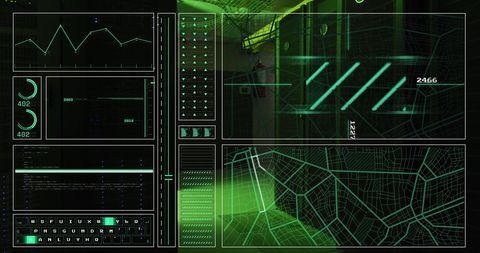 Futuristic HUD Interface in Data Center with Graphs and Maps - Download Free Stock Images Pikwizard.com