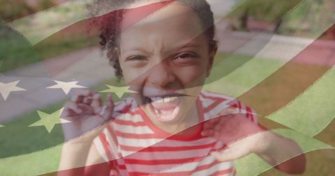 Smiling African American Girl with Overlay of United States Flag - Download Free Stock Images Pikwizard.com