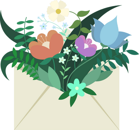 Vibrant Floral Envelope with Transparent Background