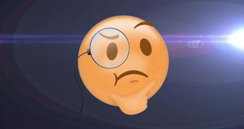 Monocle-wearing thinking emoji reflecting digital curiosity