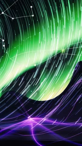 Vertical Aurora Brightening Over Abstract Purple Energy Wave | Cosmic Nightscape Motion