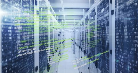 Futuristic Data Center with Digital Code Stream - Download Free Stock Images Pikwizard.com