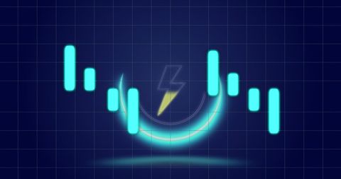 Futuristic Financial Screen Displaying Bar Graphs and Lightning Bolt Symbol - Download Free Stock Images Pikwizard.com