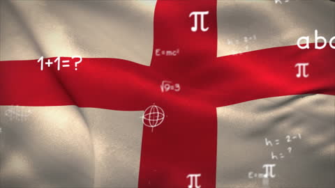 Digital Data Flow on Waving England Flag