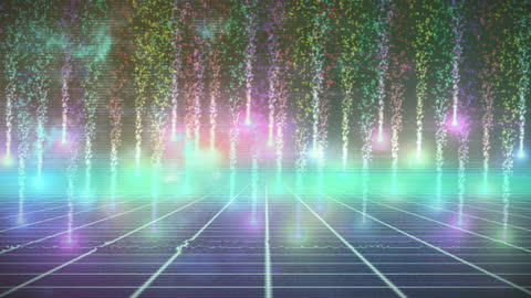 Futuristic Digital Display with Colorful Data Visualization