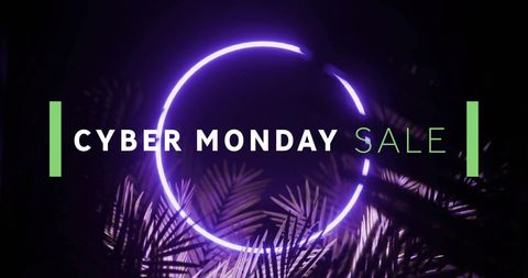 Cyber Monday Sale Neon Leaves Backdrop