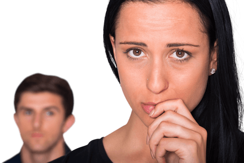 Worried Woman with Partner in Background on Transparent Background - Download Free Stock Videos Pikwizard.com