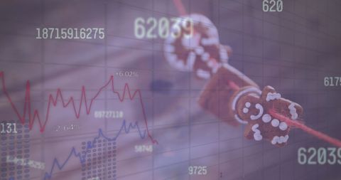 Gingerbread Cookie Decor with Financial Data Overlay - Download Free Stock Images Pikwizard.com