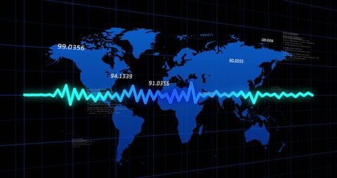 Global Data Pulse on World Map Interface - Download Free Stock Images Pikwizard.com