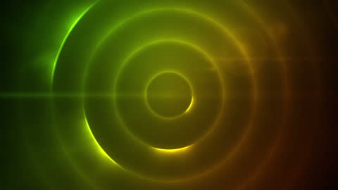 Dynamic Colored Circles with Moving Red Dots