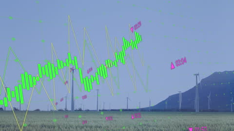 Analytics Overlay with Wind Turbines and Graphs