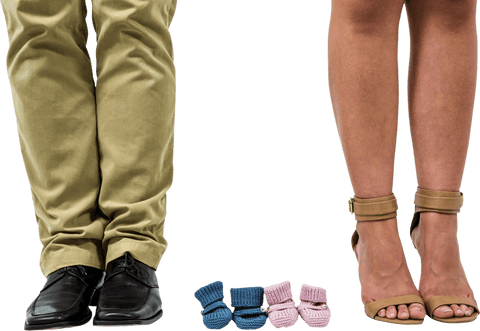 Transparent Concept of Family and Parenthood with Baby Booties