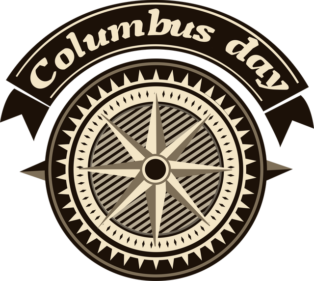 Vintage Transparent Columbus Day Emblem with Compass - Download Free Stock Videos Pikwizard.com