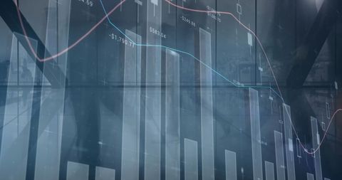 Financial Data Charts Overlayed on Modern Office Movement - Download Free Stock Images Pikwizard.com