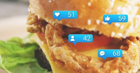 Appetizing Chicken Sandwich with Social Media Notifications