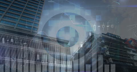 Financial Data Overlays on Urban Cityscape