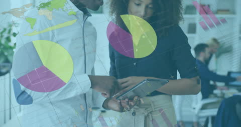 Diverse Professionals Analyzing Digital Financial Data on Tablet