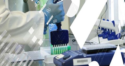 Scientist conducting data-driven experiment in high-tech laboratory