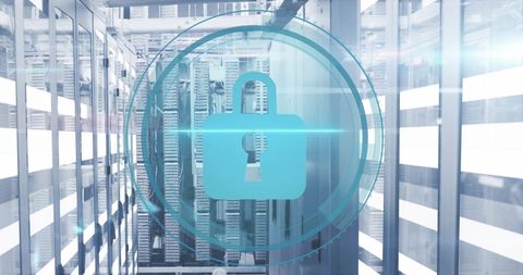 Digital Padlock Cybersecurity Concept Over Server Room - Download Free Stock Images Pikwizard.com