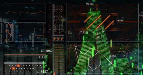 Futuristic Financial Data Analysis on Multiple Screens - Download Free Stock Images Pikwizard.com