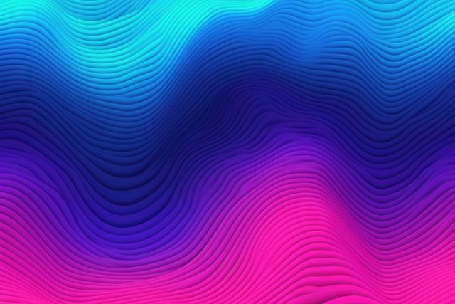 Close up of blue to pink seamless wave pattern, created using generative ai technology. Pattern, waveflow and colour concept digitally generated image.