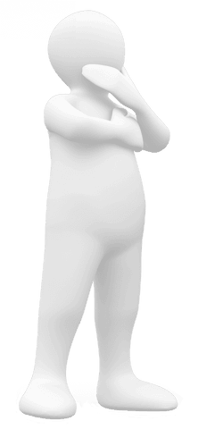 Digital white figure with hand on face on transparent background