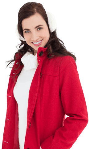 smiling woman in red coat with transparent background - Download Free Stock Videos Pikwizard.com