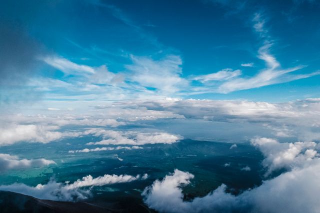 Scenic sky view from mountaintop above clouds - Download Free Stock Photos Pikwizard.com