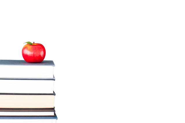 Transparent Stack of Books with Red Apple on Top Isolated with Copy Space - Download Free Stock Videos Pikwizard.com