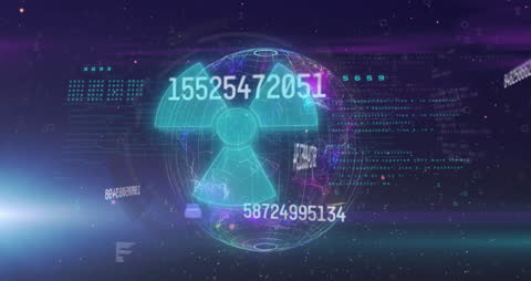 Digital Radiation Warning Animation Over Globe