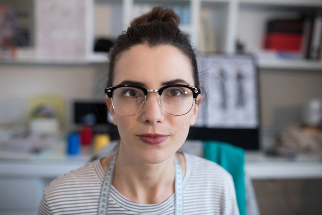 Portrait of female designer wearing spectacles