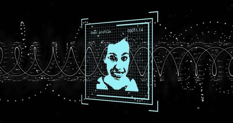 Digital interface concept with dna strand and ai-overlayed face