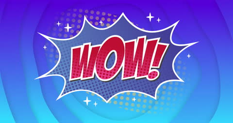 Colorful Comic Style Wow Text with Bold Design