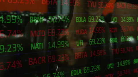 Digital Screen with Stock Market Data and Technology Reflection