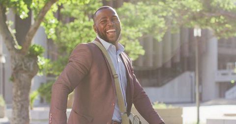 Confident African American Man Enjoying Urban Lifestyle Outdoors