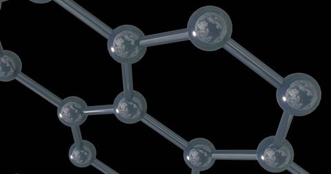 3d molecular network on black background