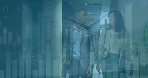 Diverse Businesspeople with Financial Data Overlay Energy Concepts - Download Free Stock Images Pikwizard.com