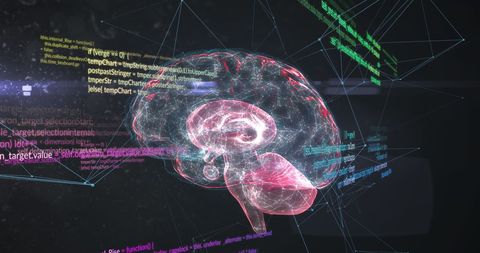 Digital Brain with Data Processing Visualized in Cyber Aesthetic - Download Free Stock Images Pikwizard.com