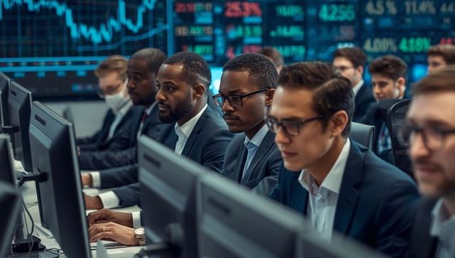 Data Analysts Monitoring Stock Market in Financial Office
