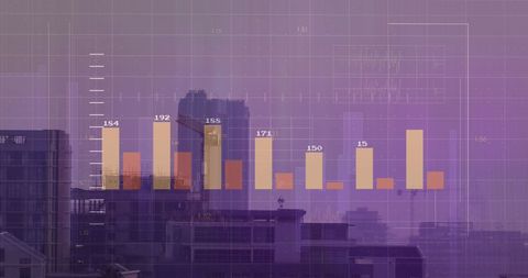 financial bar chart overlay on urban cityscape - Download Free Stock Images Pikwizard.com